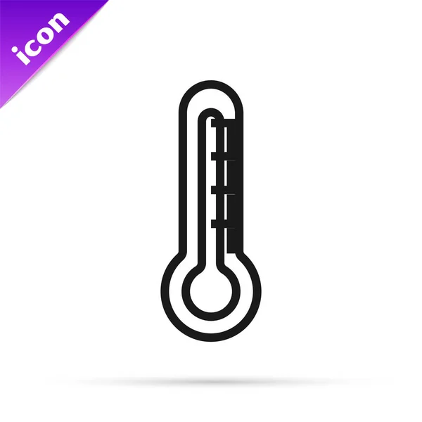 Zwarte lijn thermometer pictogram geïsoleerd op witte achtergrond. Vector Illustratie — Stockvector