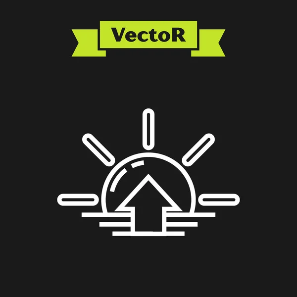 Weiße Linie Sonnenaufgang Symbol isoliert auf schwarzem Hintergrund. Vektorillustration — Stockvektor