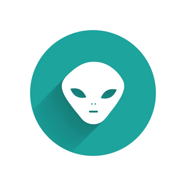 Icône Alien Blanche Isolée Avec Une Ombre Longue Visage Extraterrestre — Image vectorielle