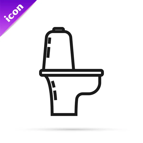 Linha preta ícone vaso sanitário isolado no fundo branco. Ilustração vetorial —  Vetores de Stock