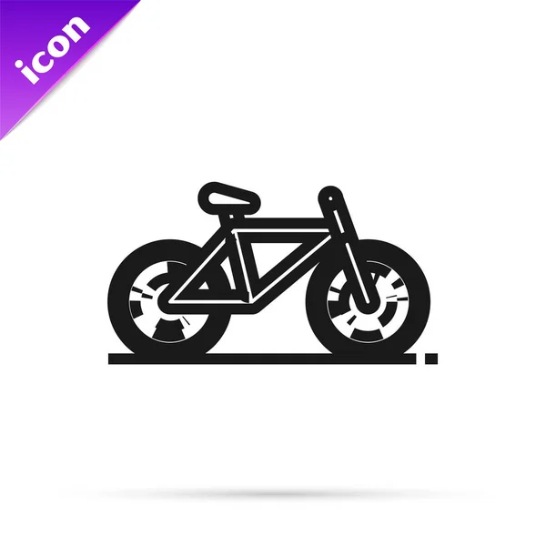 Linha preta Ícone de bicicleta isolado no fundo branco. Corrida de bicicleta. Desporto extremo. Equipamento desportivo. Ilustração vetorial — Vetor de Stock