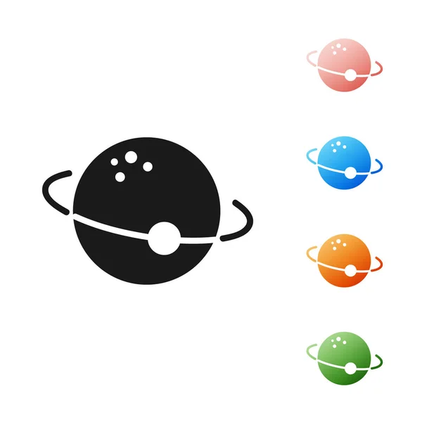 Ícone Black Planet isolado no fundo branco. Definir ícones coloridos. Ilustração vetorial — Vetor de Stock