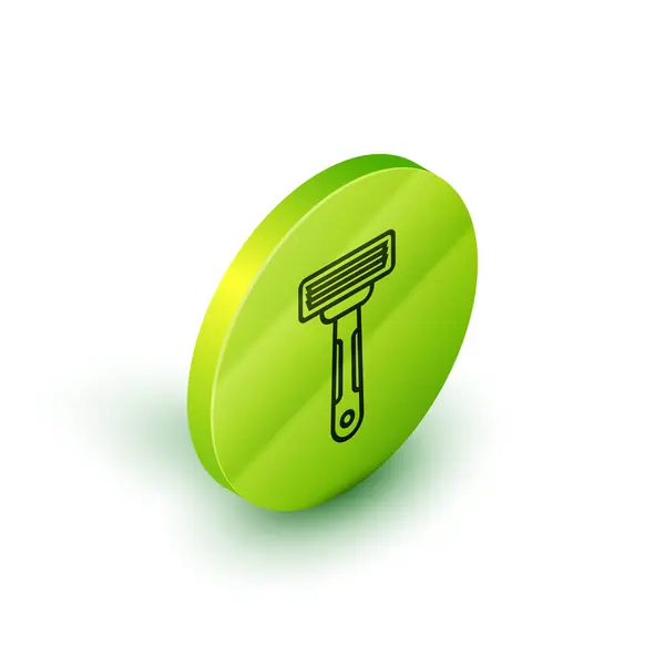 Tıraş makinesi simgesi beyaz arkaplanda izole edilmiş. Yeşil daire düğmesi. Vektör İllüstrasyonu — Stok Vektör