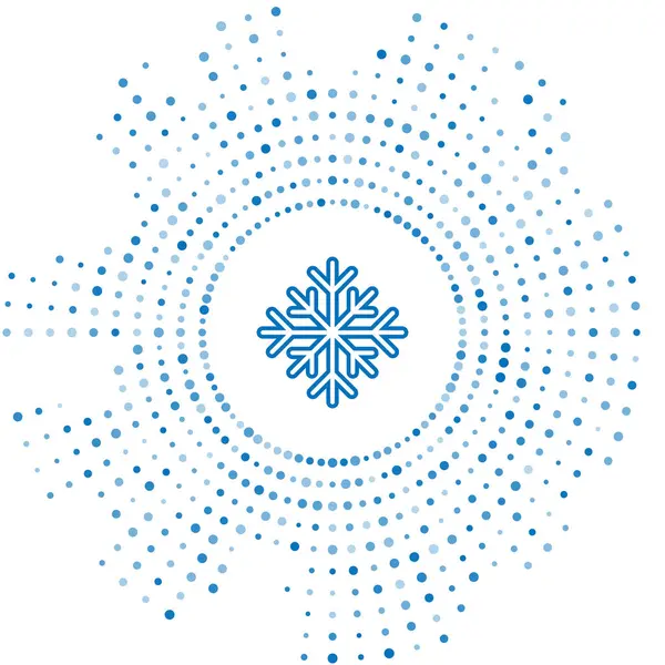 Niebieska linia ikona płatka śniegu odizolowana na białym tle. Abstrakcyjne kółko przypadkowych kropek. Ilustracja wektora — Wektor stockowy