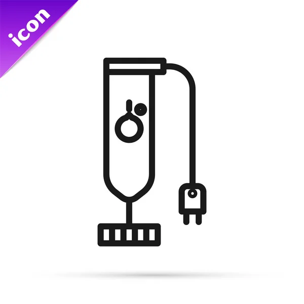 Schwarze Linie Blender Symbol isoliert auf weißem Hintergrund. Küche elektrischer stationärer Mixer. Smoothies, Cocktails oder Saft kochen. Vektorillustration — Stockvektor