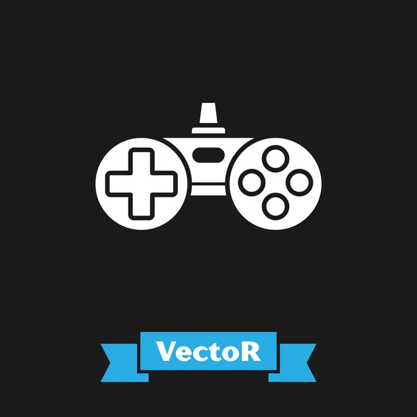 Icono Gamepad Blanco Aislado Sobre Fondo Negro Controlador Juego Ilustración — Vector de stock