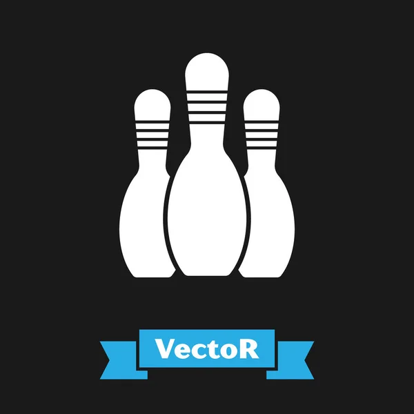 Icono Boliche Blanco Aislado Sobre Fondo Negro Ilustración Vectorial — Vector de stock