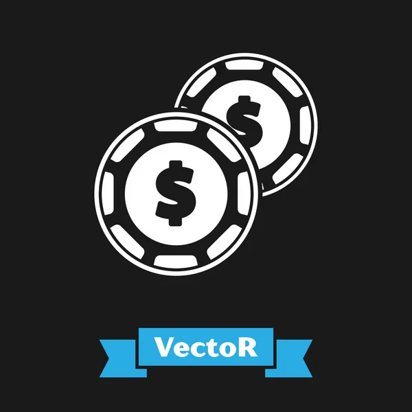 Weißer Casino Chip Mit Dollarsymbol Auf Schwarzem Hintergrund Casino Glücksspiel — Stockvektor