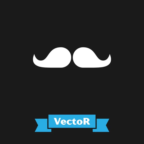 Icono Bigote Blanco Aislado Sobre Fondo Negro Símbolo Barbería Estilo — Vector de stock