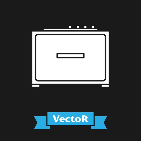Weißes Gitarrenverstärkersymbol Isoliert Auf Schwarzem Hintergrund Musikinstrument Vektorillustration — Stockvektor