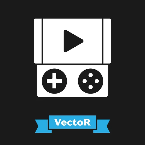 Weiße Tragbare Videospielkonsole Symbol Isoliert Auf Schwarzem Hintergrund Gamepad Zeichen — Stockvektor