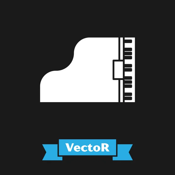 Icono Piano Grand Blanco Aislado Sobre Fondo Negro Instrumento Musical — Vector de stock