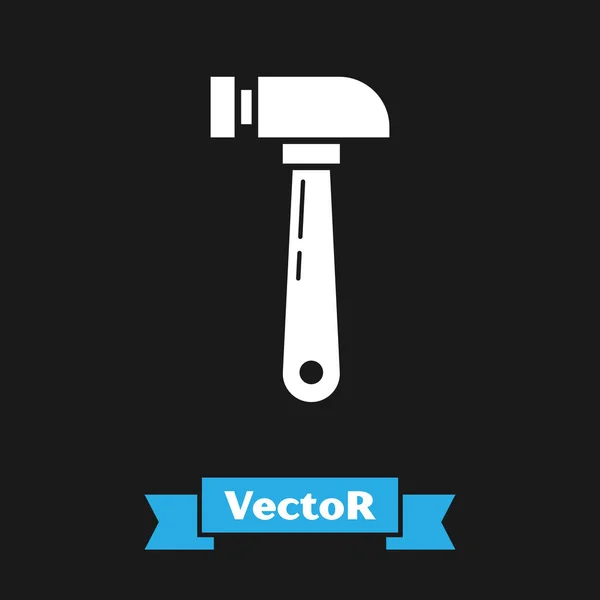 White Hammer Symbol Isoliert Auf Schwarzem Hintergrund Werkzeug Zur Reparatur — Stockvektor
