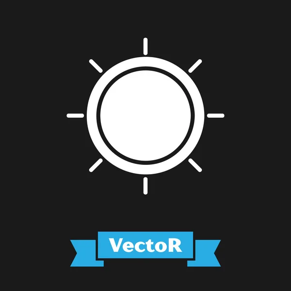 Ікона Білого Сонця Ізольована Чорному Тлі Векторний Приклад — стоковий вектор