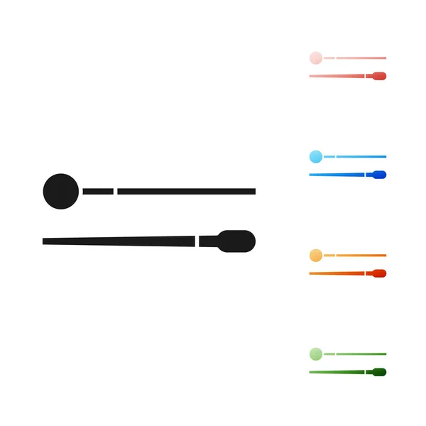 Black Drum bastoni icona isolata su sfondo bianco. Strumento musicale. Set icone colorate. Illustrazione vettoriale — Vettoriale Stock