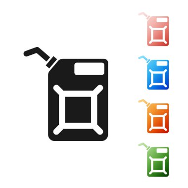 Beyaz arka planda izole edilmiş benzin ikonu için siyah tüp. Dizel gaz ikonu. Simgeleri renklendirin. Vektör İllüstrasyonu