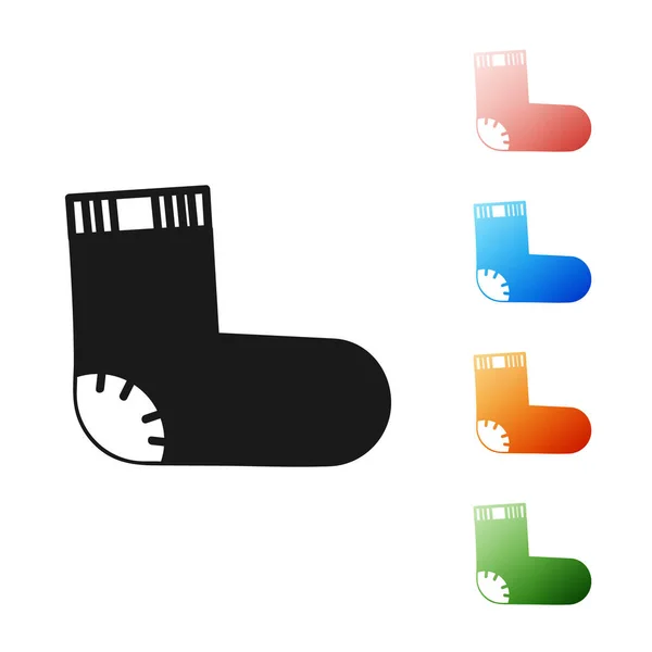 Negro Calcetines bebé icono de la ropa aislado sobre fondo blanco. Establecer iconos de colores. Ilustración vectorial — Vector de stock