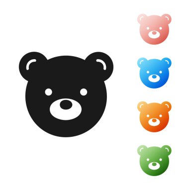 Black Teddy bear plush toy icon isolated on white background. Set icons colorful. Vector Illustration