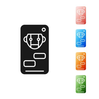 Siyah Robot simgesi beyaz arkaplanda izole edildi. Robot simgesi. Simgeleri renklendirin. Vektör İllüstrasyonu