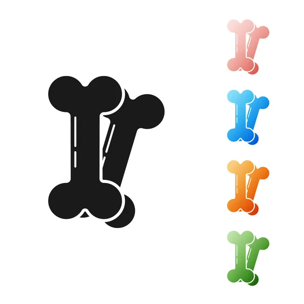Schwarzes Hundeknochen-Symbol auf weißem Hintergrund. Haustiere Futter Symbol. setzen Symbole bunt. Vektorillustration — Stockvektor