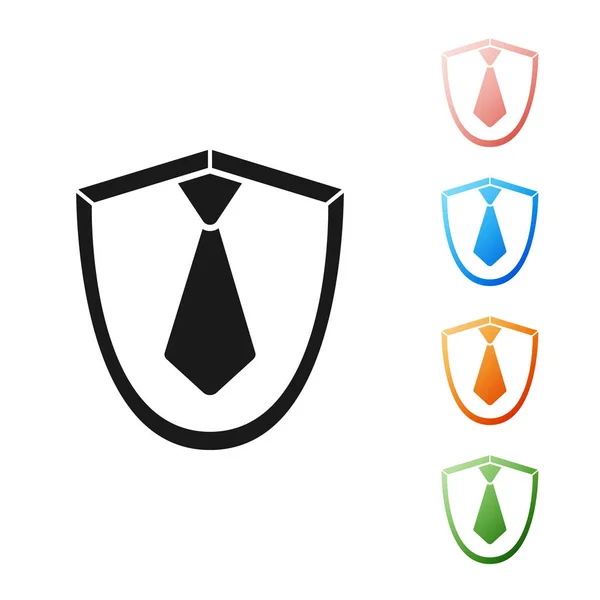 Schwarzes Krawattensymbol isoliert auf weißem Hintergrund. Krawatte und Halstuch Symbol. setzen Symbole bunt. Vektorillustration — Stockvektor