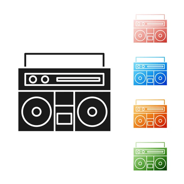 Black Home estéreo con dos altavoces icono aislado sobre fondo blanco. Sistema de música. Establecer iconos de colores. Ilustración vectorial — Vector de stock