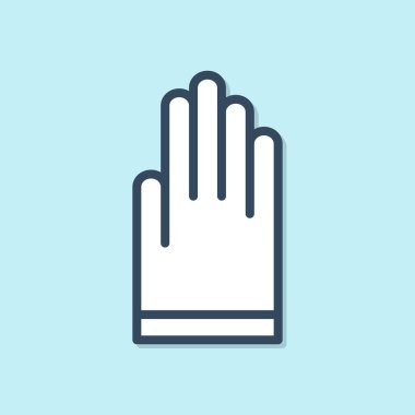 Mavi çizgi eldivenleri simgesi mavi arkaplanda izole edildi. Olağanüstü bir spor. Su altı ekipmanları. Vektör İllüstrasyonu