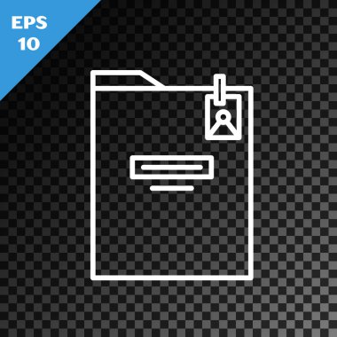 Beyaz çizgi kişisel klasör simgesi şeffaf koyu arkaplanda izole edildi. Vektör İllüstrasyonu