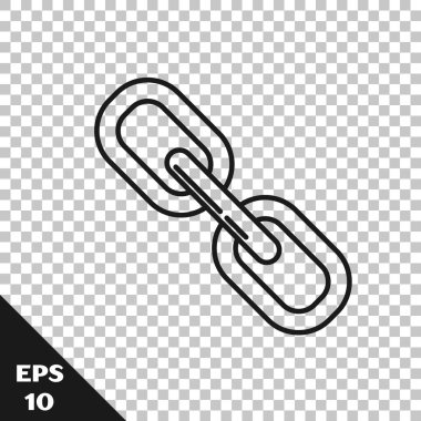 Siyah çizgi zincir bağlantı simgesi şeffaf arkaplanda izole edildi. Bağlantı bekar. Vektör İllüstrasyonu