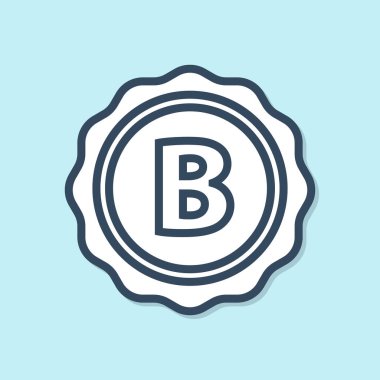 Mavi çizgili şişe kapağı ve mavi arka planda izole edilmiş bira ikonu. Vektör İllüstrasyonu