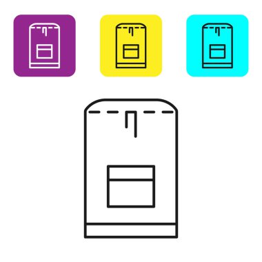 Black line Backpack icon isolated on white background. Diving underwater equipment. Set icons colorful square buttons. Vector Illustration