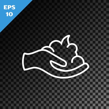 Beyaz çizgi traş köpüğü, el simgesinde koyu renk arka planda izole edilmiş jel köpüğü. Tıraş köpüğü. Vektör İllüstrasyonu