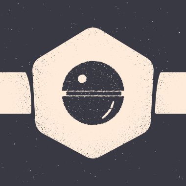 Grunge Ölüm Yıldızı ikonu gri arka planda izole edildi. Tek renkli klasik çizim. Vektör İllüstrasyonu