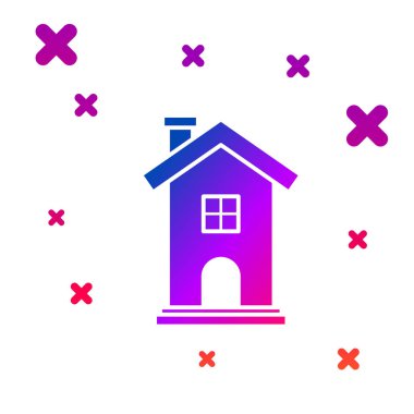 Renk Evi simgesi beyaz arkaplanda izole edildi. Ev sembolü. Kademeli rastgele dinamik şekiller. Vektör İllüstrasyonu