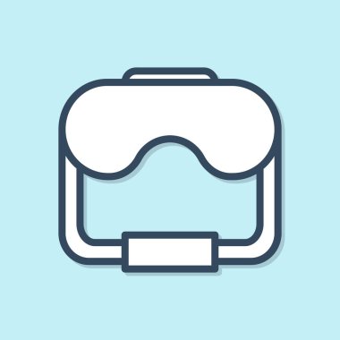 Mavi çizgi dalış maskesi simgesi mavi arkaplanda izole edildi. Olağanüstü bir spor. Su altı ekipmanları. Vektör İllüstrasyonu