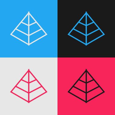 Renk çizgisi Mısır piramitleri simgesi renk arka planda izole. Eski Mısır'ın sembolü. Vintage tarzı çizim. Vektör İllüstrasyonu