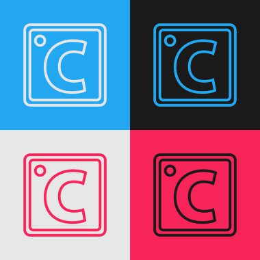 Renkli Celsius simgesi renk arkaplanında izole edildi. Klasik tarzda çizim. Vektör İllüstrasyonu