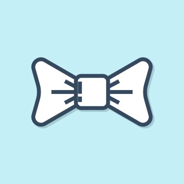 Mavi çizgi papyon simgesi mavi arkaplanda izole edildi. Vektör İllüstrasyonu