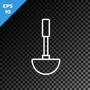 Mutfak kepçesi simgesi şeffaf koyu arkaplanda izole edilmiş. Mutfak aletleri. Çatal kaşık tabelası. Vektör İllüstrasyonu