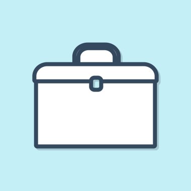 Mavi çizgi Evrak Çantası simgesi mavi arka plan üzerinde yalıtılmış. İş davası işareti. İş portföyü. Vektör İllüstrasyonu