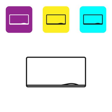 Siyah çizgi Chalkboard simgesi beyaz arka plan üzerinde izole. Okul Tahta tabelası. Simgeleri renkli kare düğmeleri ayarlayın. Vektör İllüstrasyonu