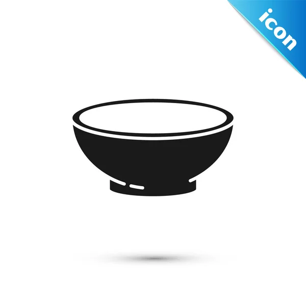 Черная чаша с иконой горячего супа на белом фоне. Векторная миграция — стоковый вектор