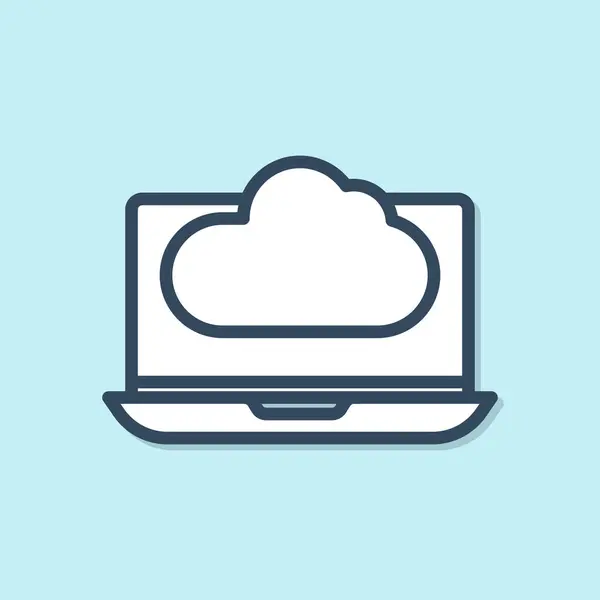 Blue Line Cloud Technology Data Transfer Storage Icon Isolated Blue — Stock Vector