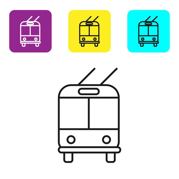 Linha Preta Ícone Trolleybus Isolado Fundo Branco Símbolo Transporte Público —  Vetores de Stock