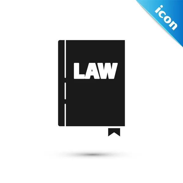 Ікона книг Black Law ізольована на білому тлі. Книга юридичного судді. Судова концепція. Векторний приклад — стоковий вектор