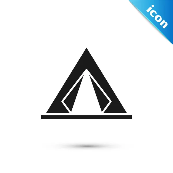 Icono de carpa turista negro aislado sobre fondo blanco. Símbolo camping. Ilustración vectorial — Archivo Imágenes Vectoriales