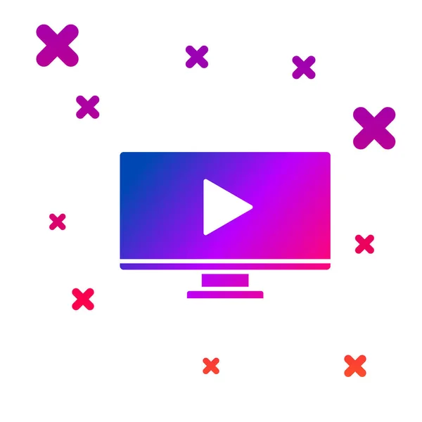 Color Online Reproducir Icono Vídeo Aislado Sobre Fondo Blanco Monitor — Archivo Imágenes Vectoriales