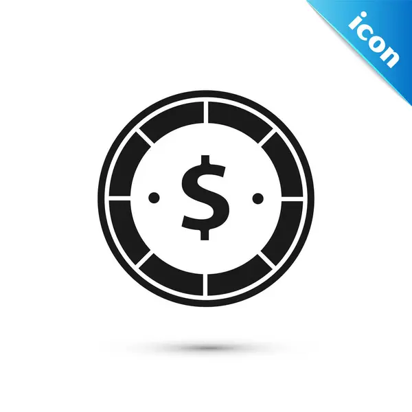 Chip do casino preto com ícone do símbolo do dólar isolado no fundo branco. Jogo de casino. Ilustração vetorial — Vetor de Stock