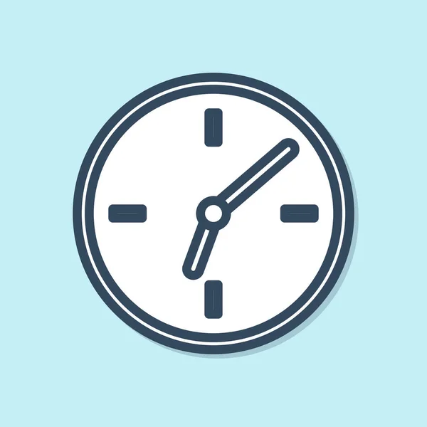 Blå Linje Klokkeklokke Isolert Blå Bakgrunn Tidssymbol Vektorbelysning – stockvektor