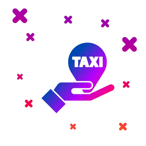 Color Hand Kartan Pekare Med Taxi Ikon Isolerad Vit Bakgrund — Stock vektor